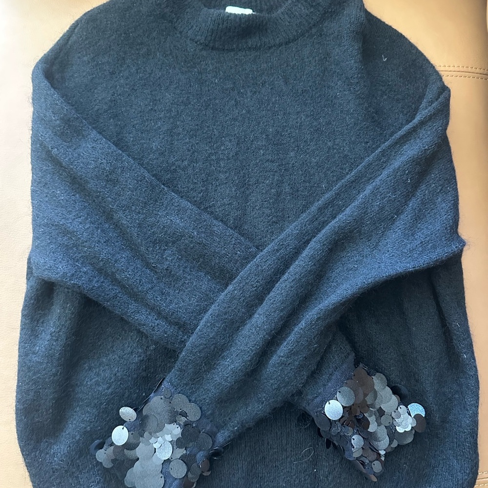 Elegant Black Sweater with Sequin Accents
